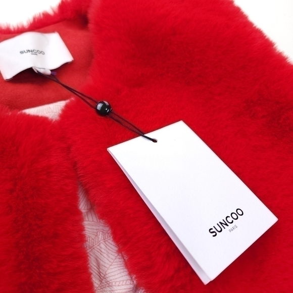 New Suncoo Super Super Soft Pink Red Fleece Faux Fur Color Block Vest Sz… - Picture 6 of 16